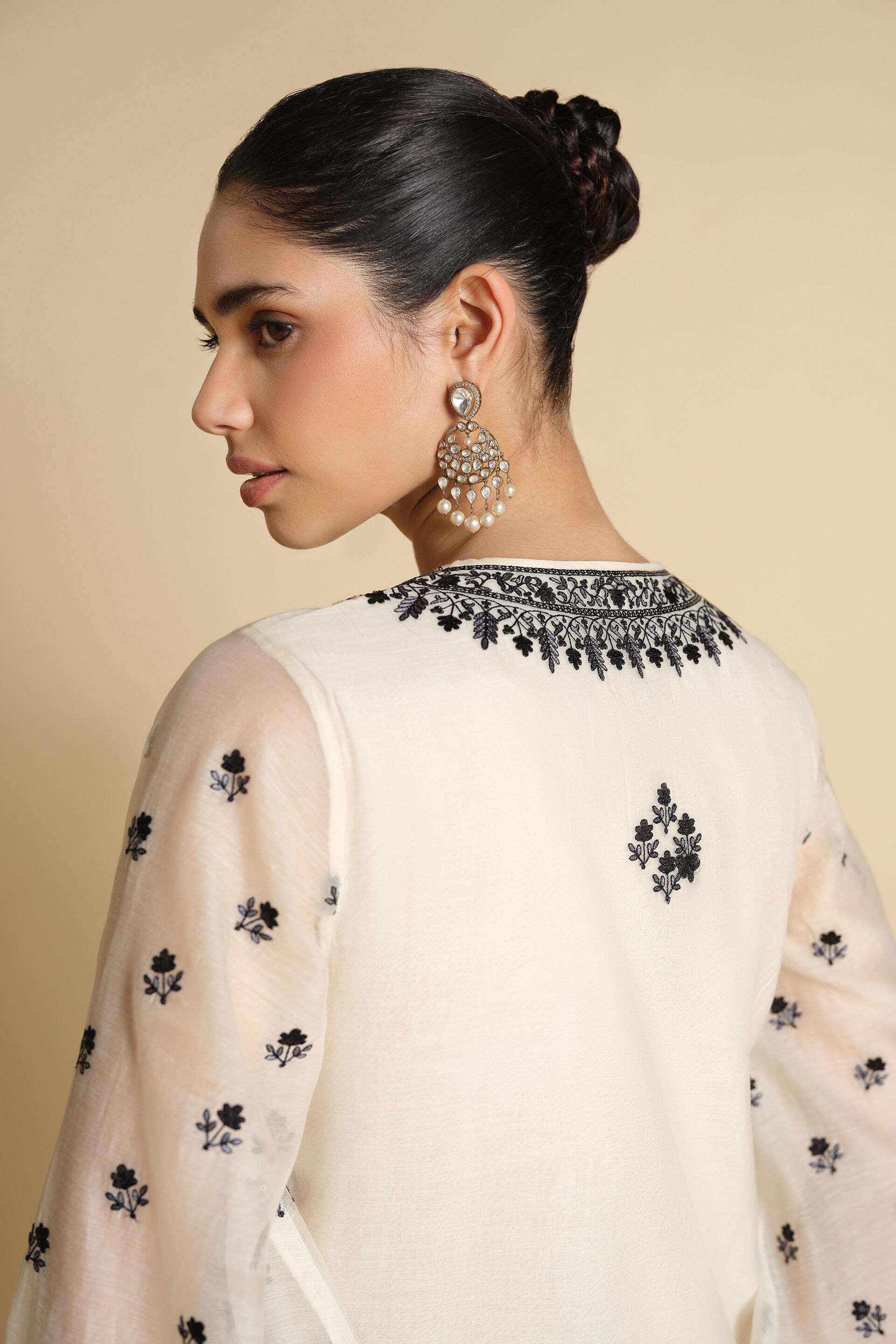 Sawsan Embroidered Mul Kaftan - White, White, image 6